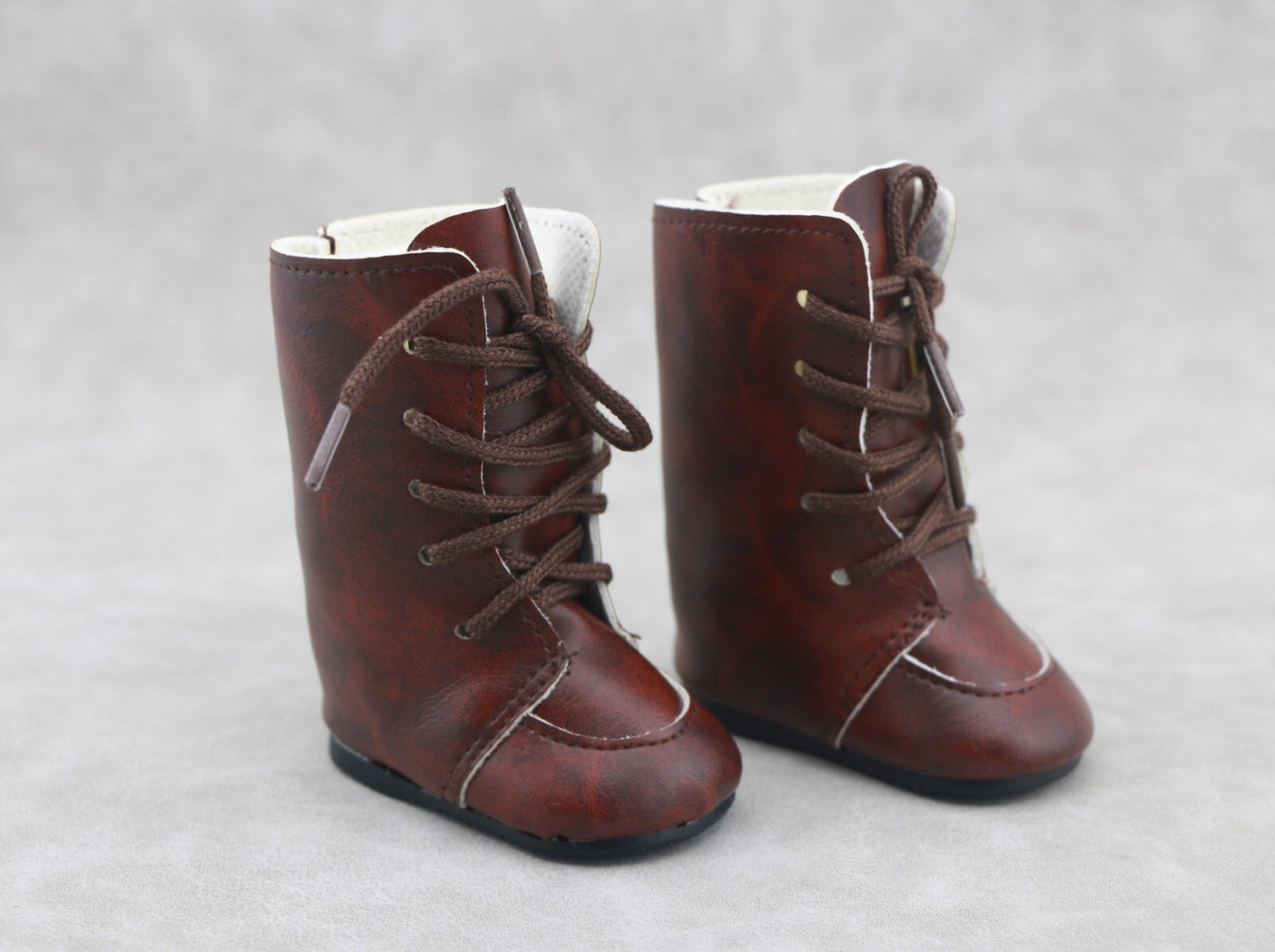 New Brown Leather tie Boots made for 18''  doll shoes