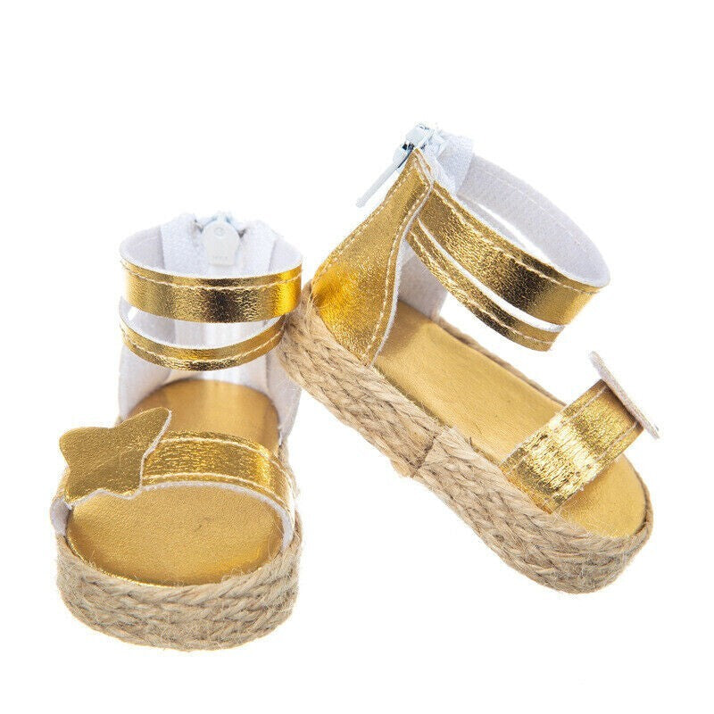 18 Inch Doll Golden Platform Sandals - Summer Accessory for 18'' doll fun summer
