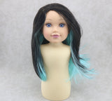 Black Mint Green Ombre Gradient Wig for 18" Doll - Fits American Girl Dolls Custom hair