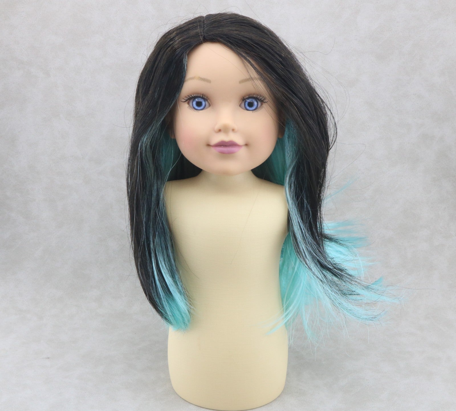 Black Mint Green Ombre Gradient Wig for 18" Doll - Fits American Girl Dolls Custom hair