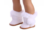 White Plush Snow Boots | Fits 18" Doll Winter Shoes