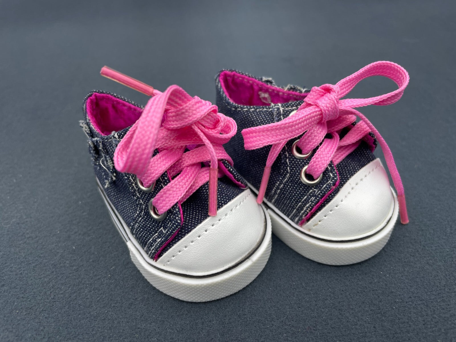 Denim & Pink Lace-Up Sneakers for 18" Doll