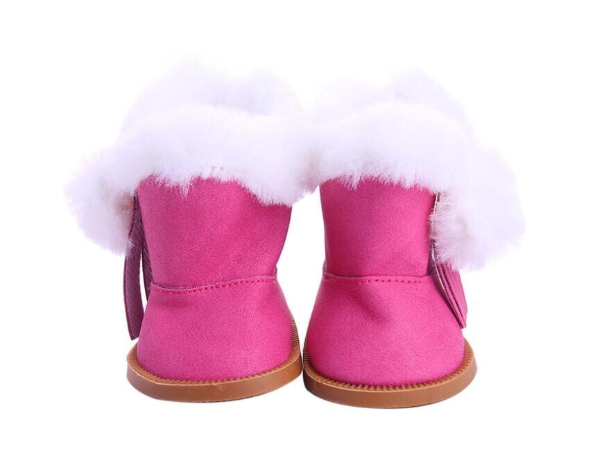 Pink Plush Snow Boots | Fits 18" Doll Winter Shoes