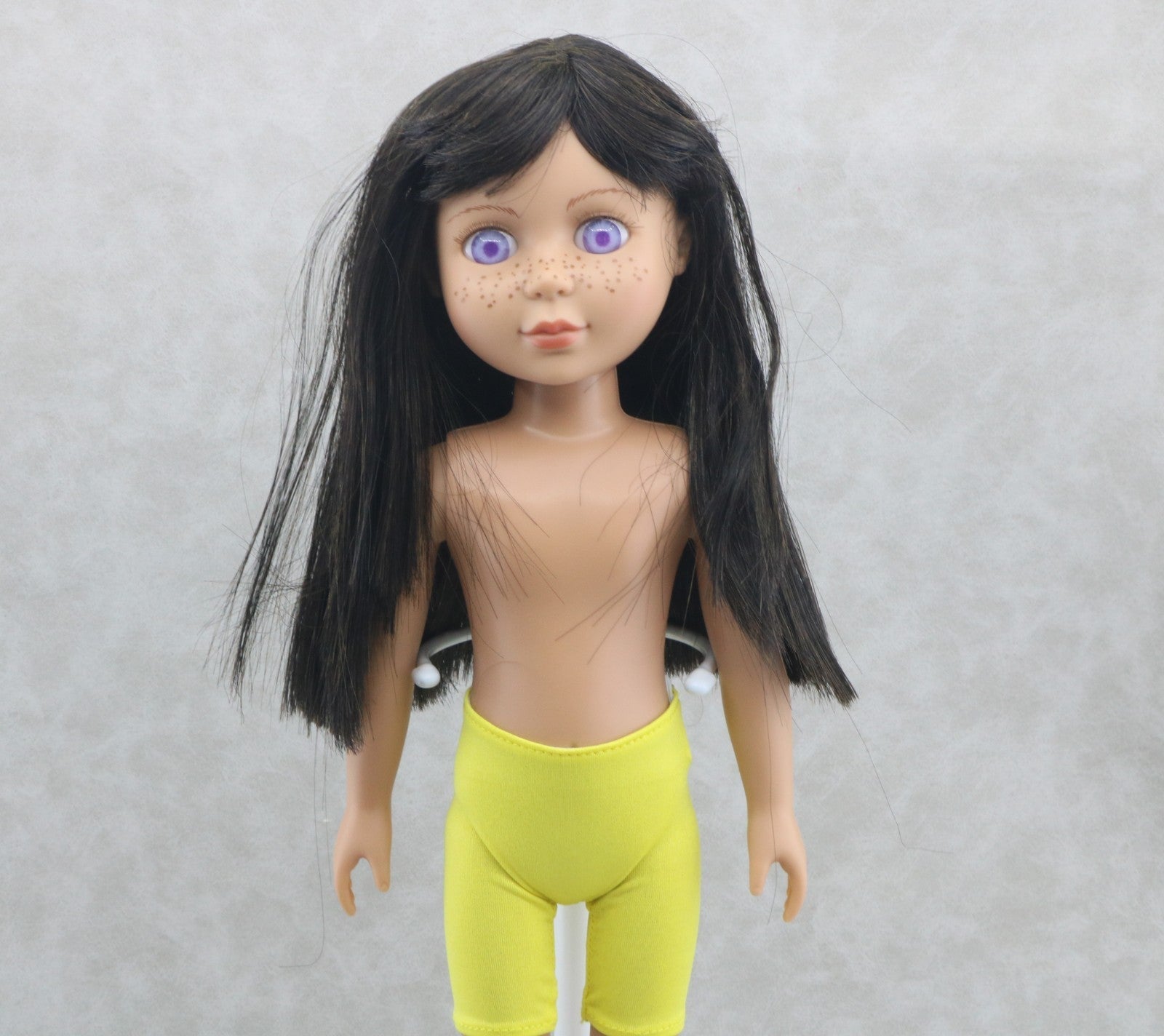 Dark Tea Brown Straight Long Wig With Bangs For 14'' Fashion Girl Doll | Synthetic Doll Replacement Hair Accessory