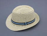 Summer Straw Hat with Blue Ribbon for 18'' American girl doll cap