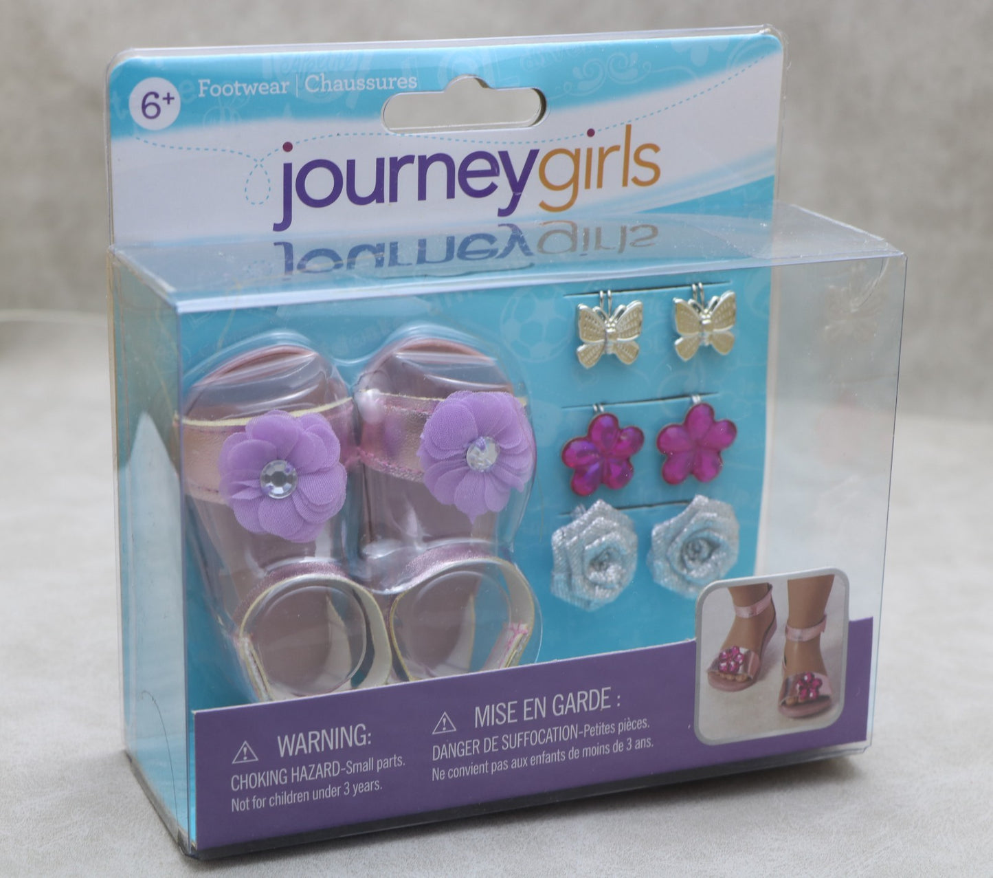 Journey Girls Doll Footwear Set | Pink Floral Sandals with Interchangeable Charms for 18" Dolls