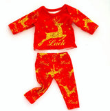 Red Christmas Deer Pajama Set | 18" Doll Sleepwear
