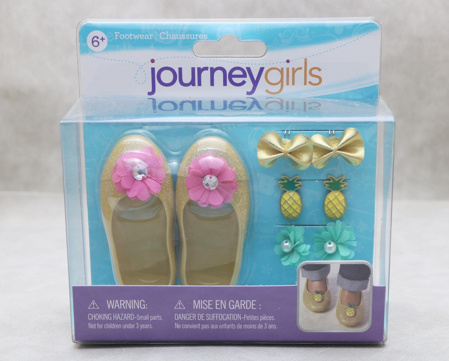 Journey Girls Glittery Gold Flats with Charms | 18" Doll Footwear Set