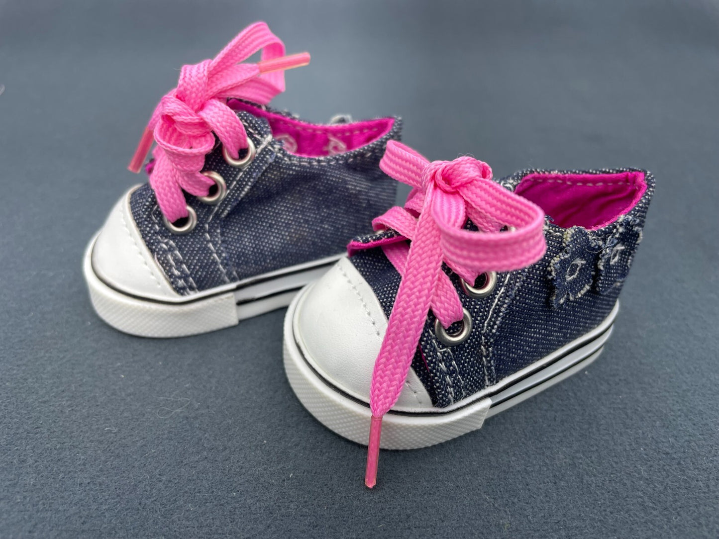 Denim & Pink Lace-Up Sneakers for 18" Doll