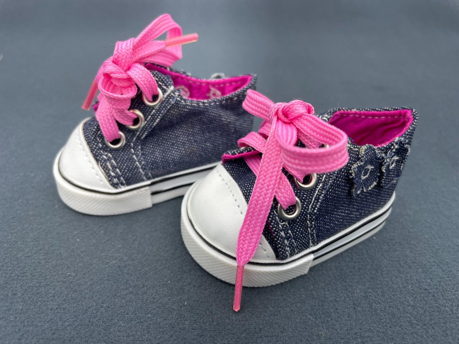 Denim & Pink Lace-Up Sneakers for 18" Doll