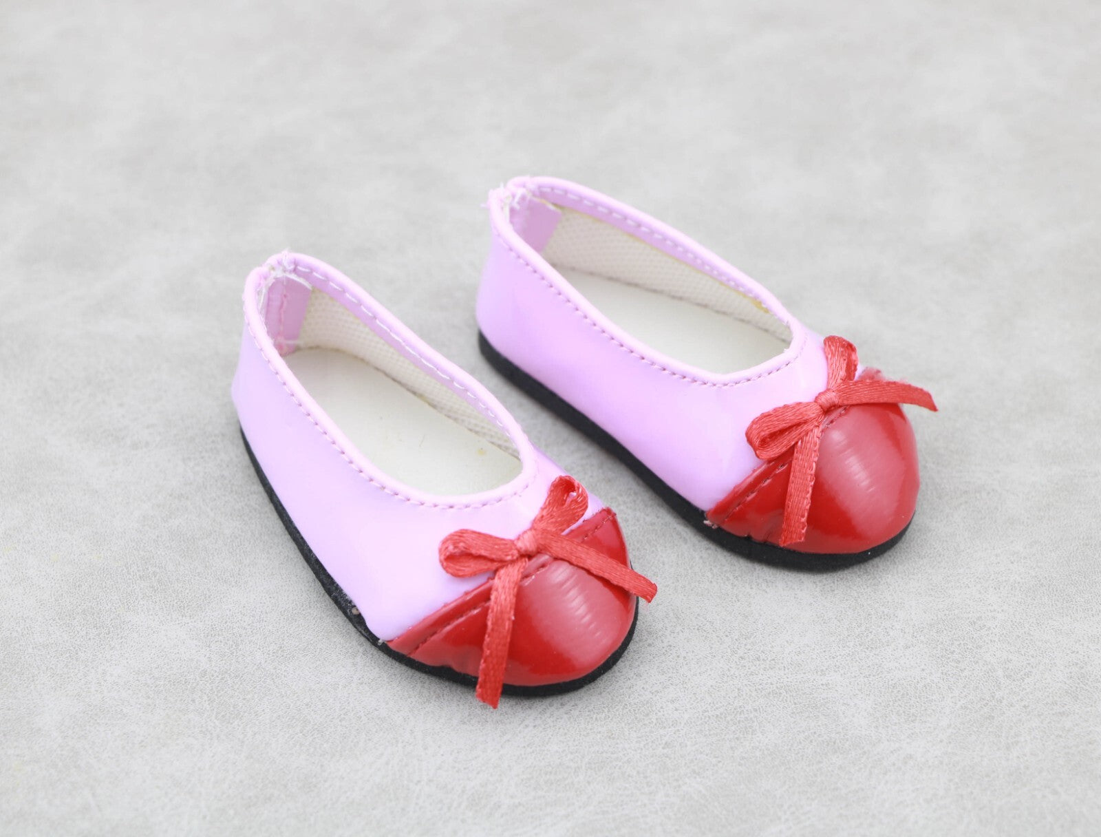 Pink Flats with Red Bow Shoes for 18" Dolls Footwear
