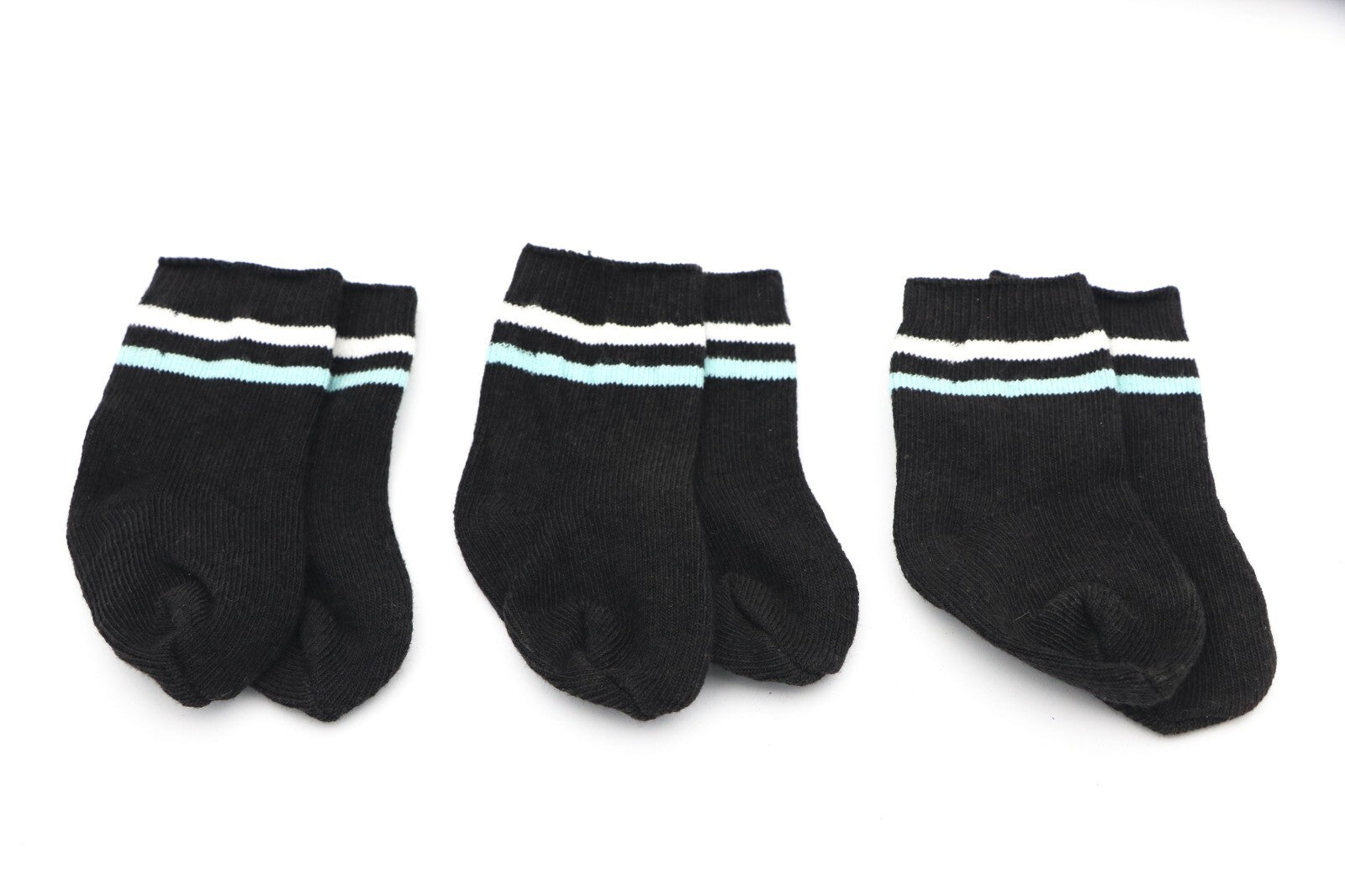 American Girl 18" Doll 3-Pair Black Socks with White & Blue Stripes