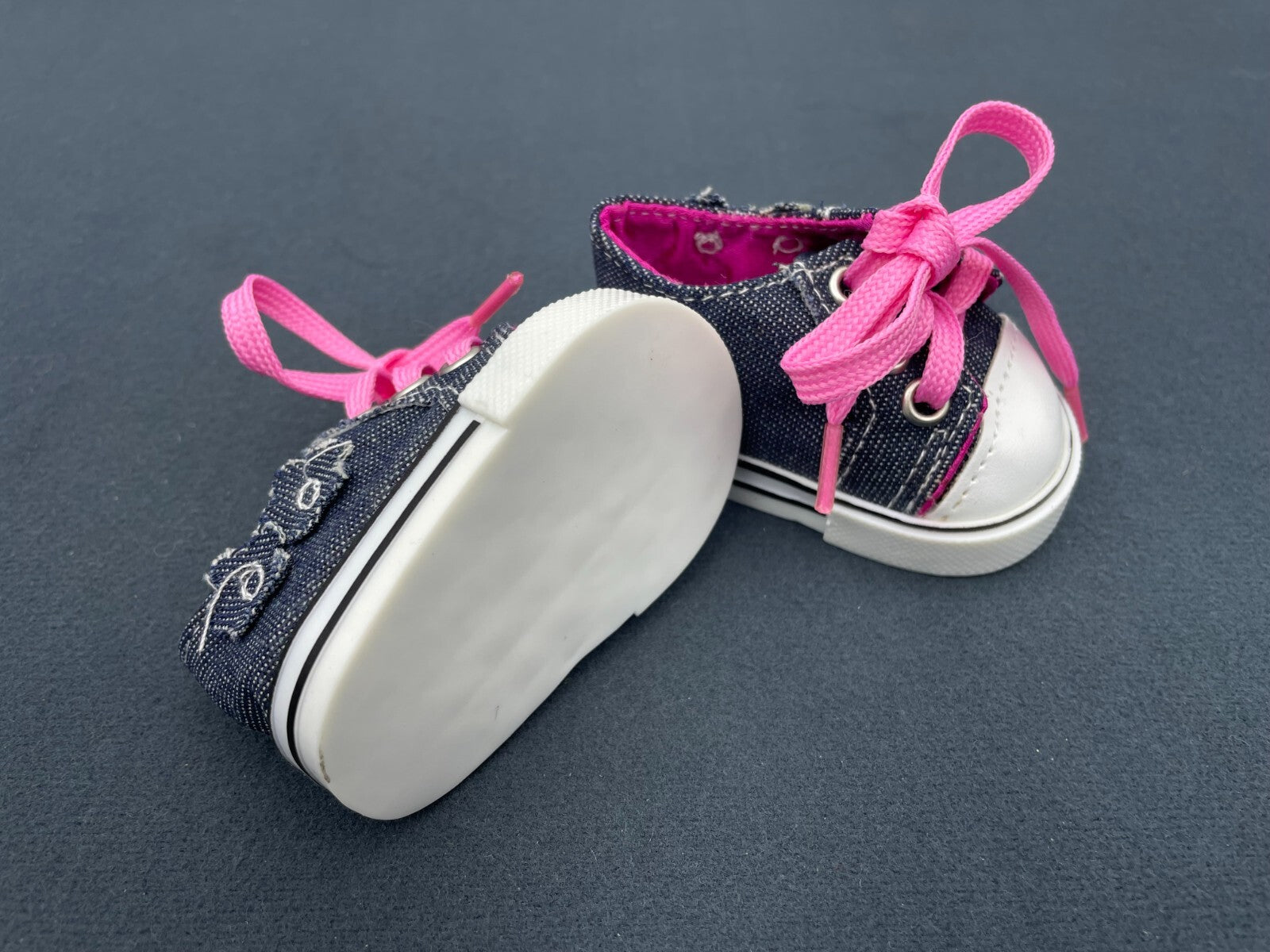 Denim & Pink Lace-Up Sneakers for 18" Doll