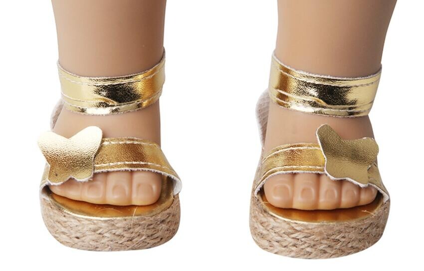 18 Inch Doll Golden Platform Sandals - Summer Accessory for 18'' doll fun summer