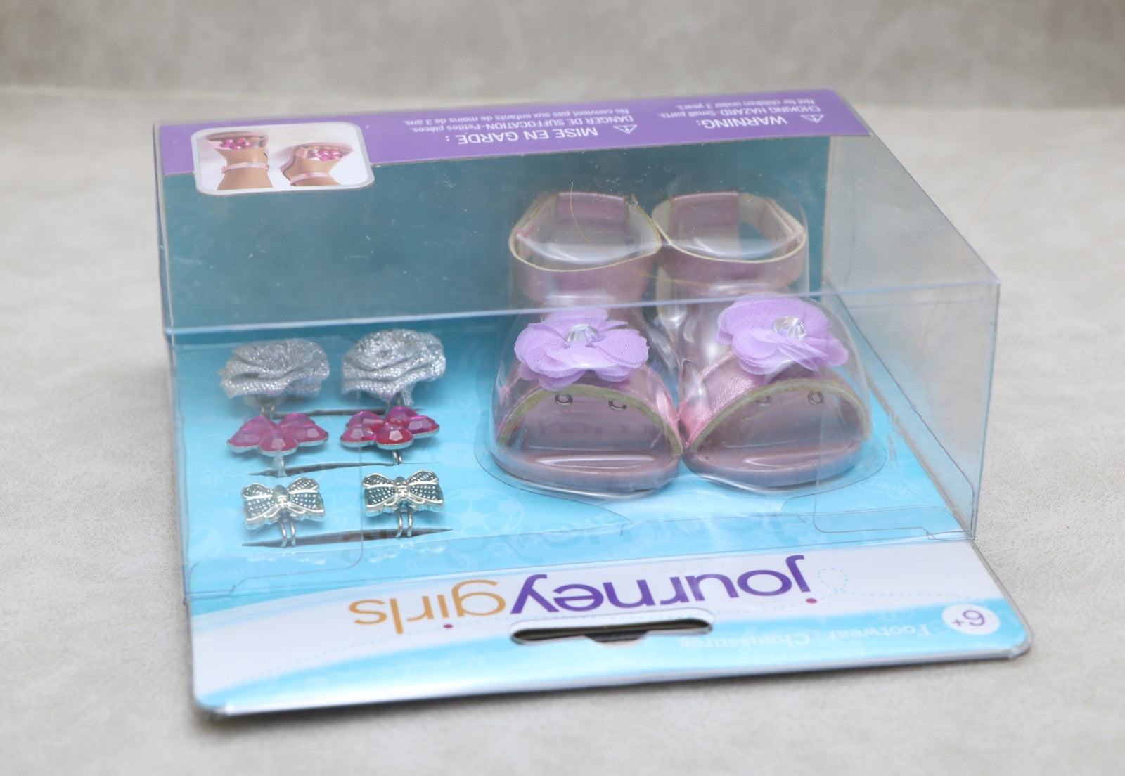 Journey Girls Doll Footwear Set | Pink Floral Sandals with Interchangeable Charms for 18" Dolls