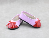 Pink Flats with Red Bow Shoes for 18" Dolls Footwear