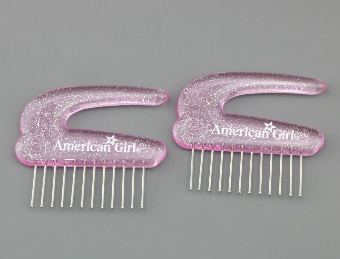 American Girl 2-Piece Sparkly Pink Hair Pick Set with Metal Tines | 18" Doll