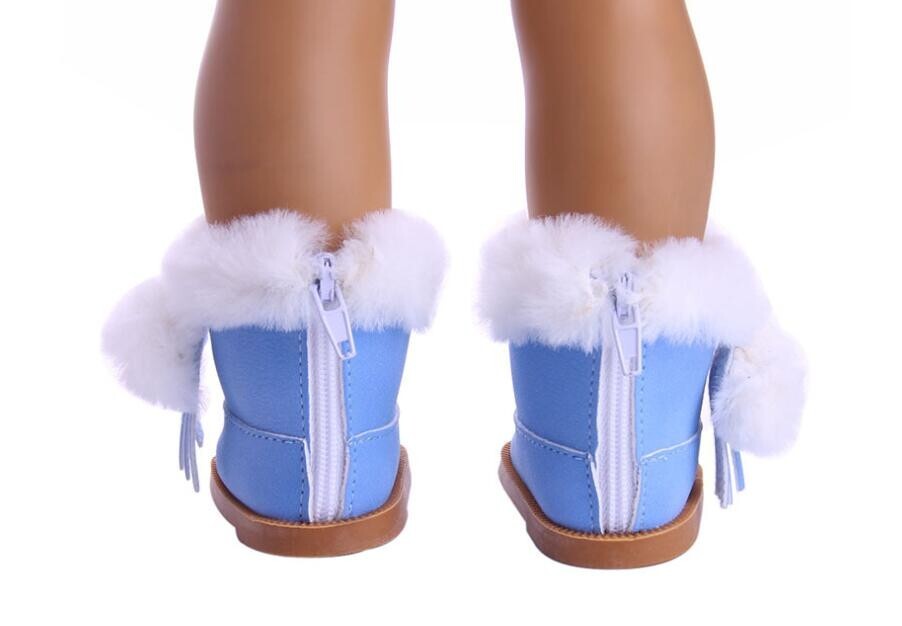 Blue Plush Snow Boots | Winter Shoes for 18" Doll