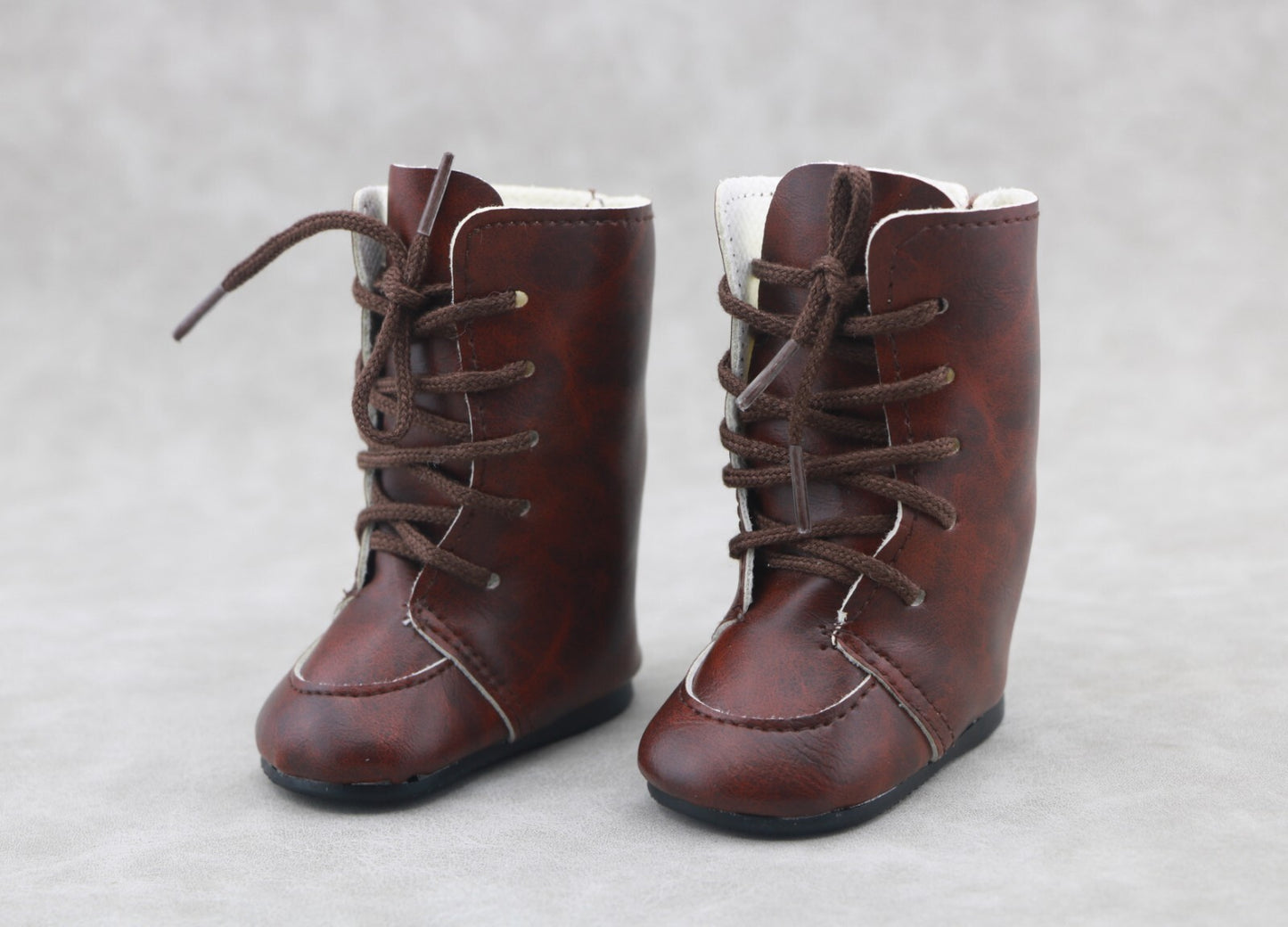 New Brown Leather tie Boots made for 18''  doll shoes