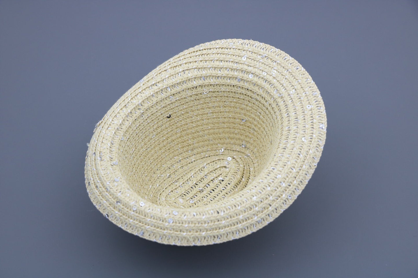 Summer Straw Hat with Blue Ribbon for 18'' American girl doll cap