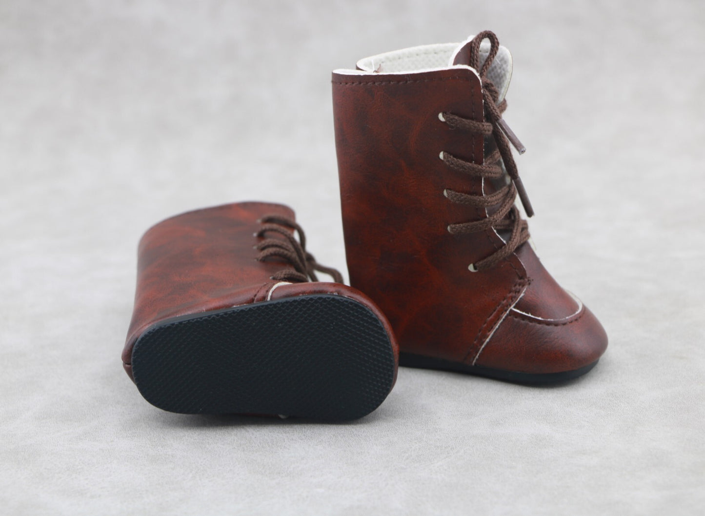 New Brown Leather tie Boots made for 18''  doll shoes