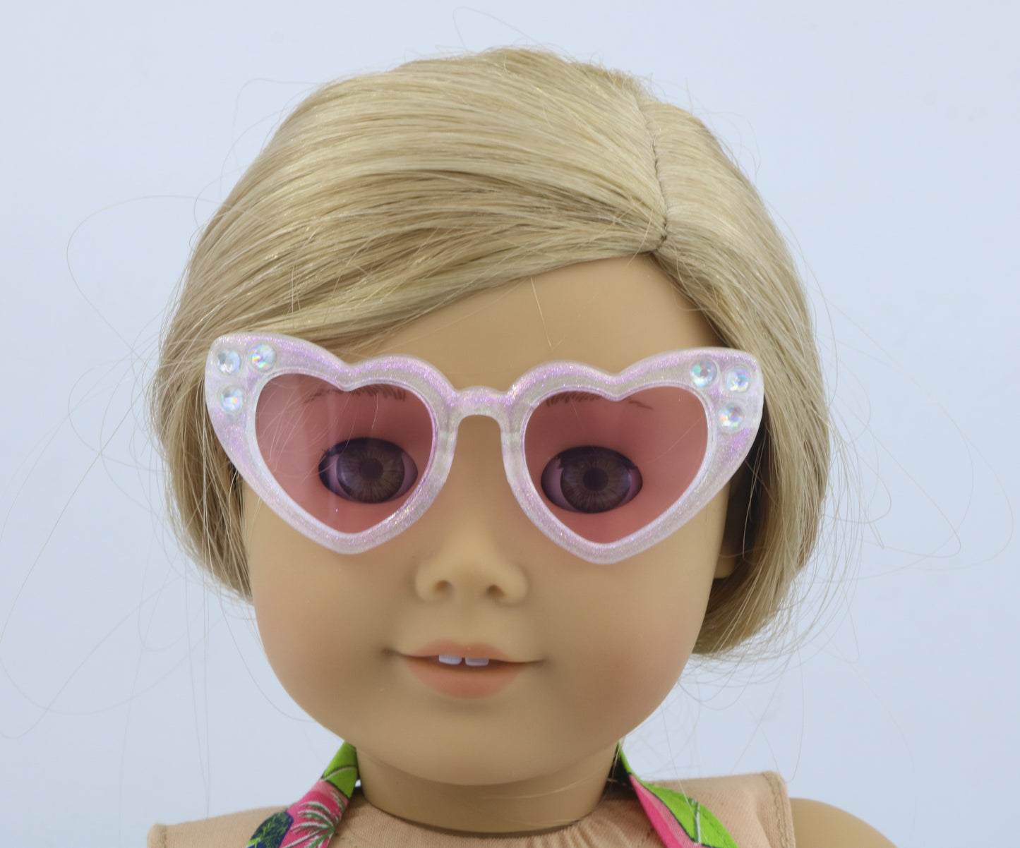 American Girl Limited Edition White Glitter Rhinestone Heart Sunglasses for 18'' Doll