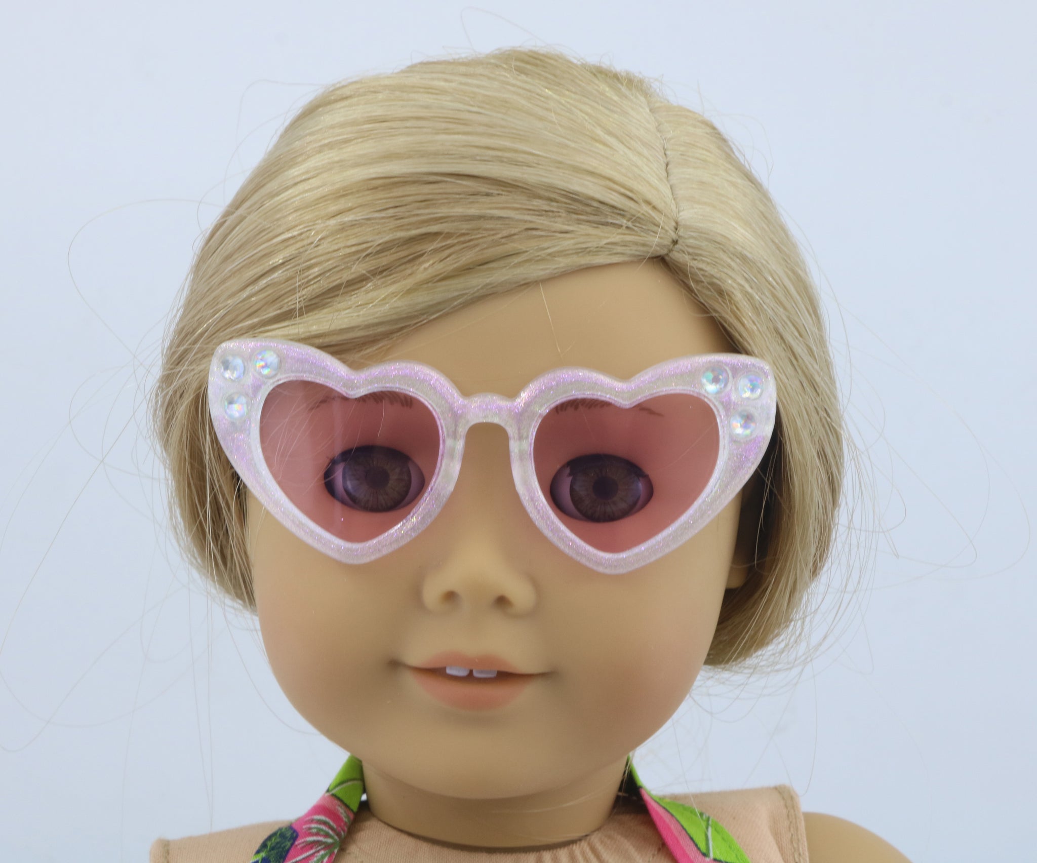 American Girl Limited Edition White Glitter Rhinestone Heart Sunglasses for 18'' Doll