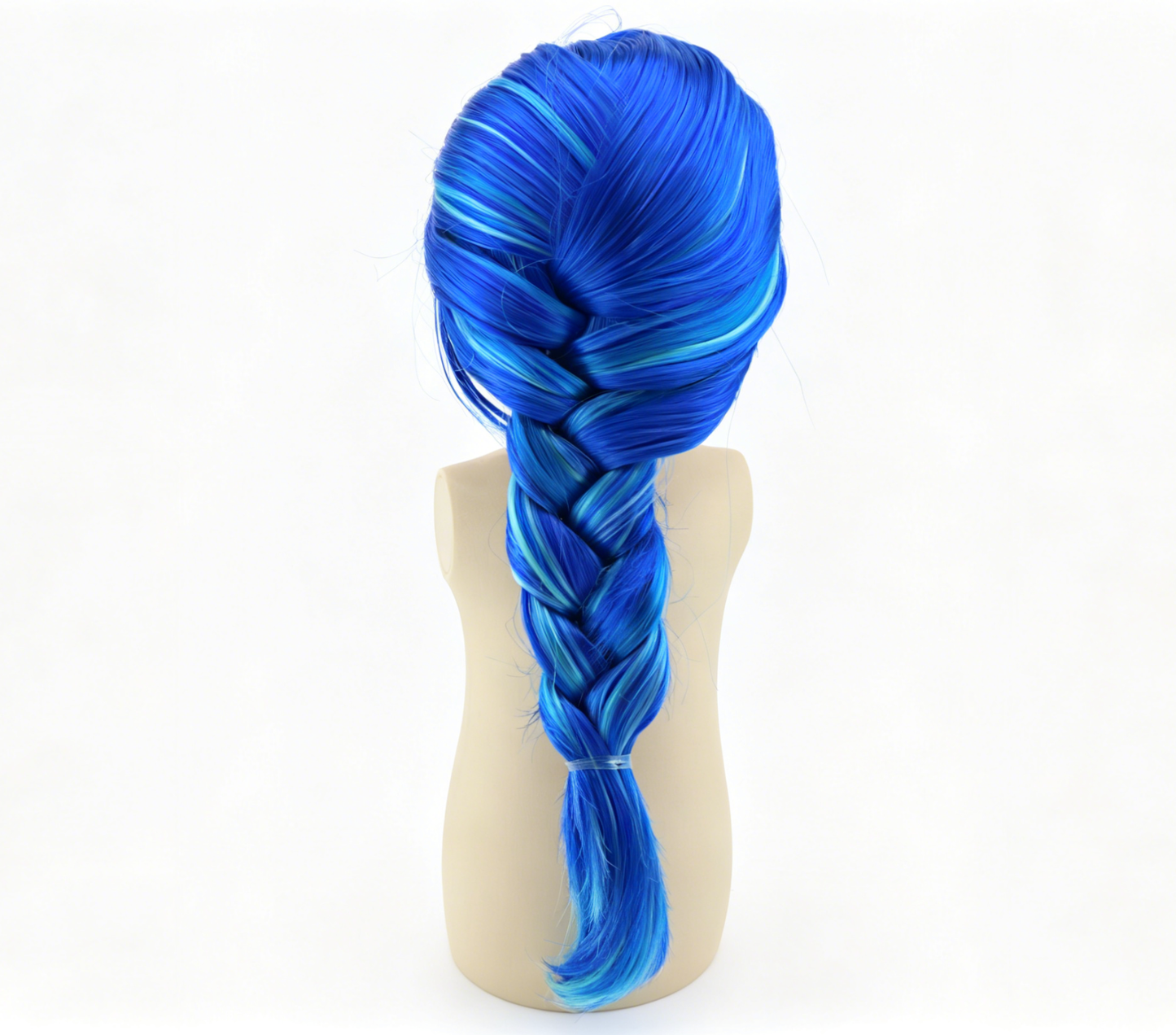 Bright Blue Light Blue Highlight Single Braid Wig For 18'' Fashion Girl Doll | Synthetic Doll Replacement Hair Accessory