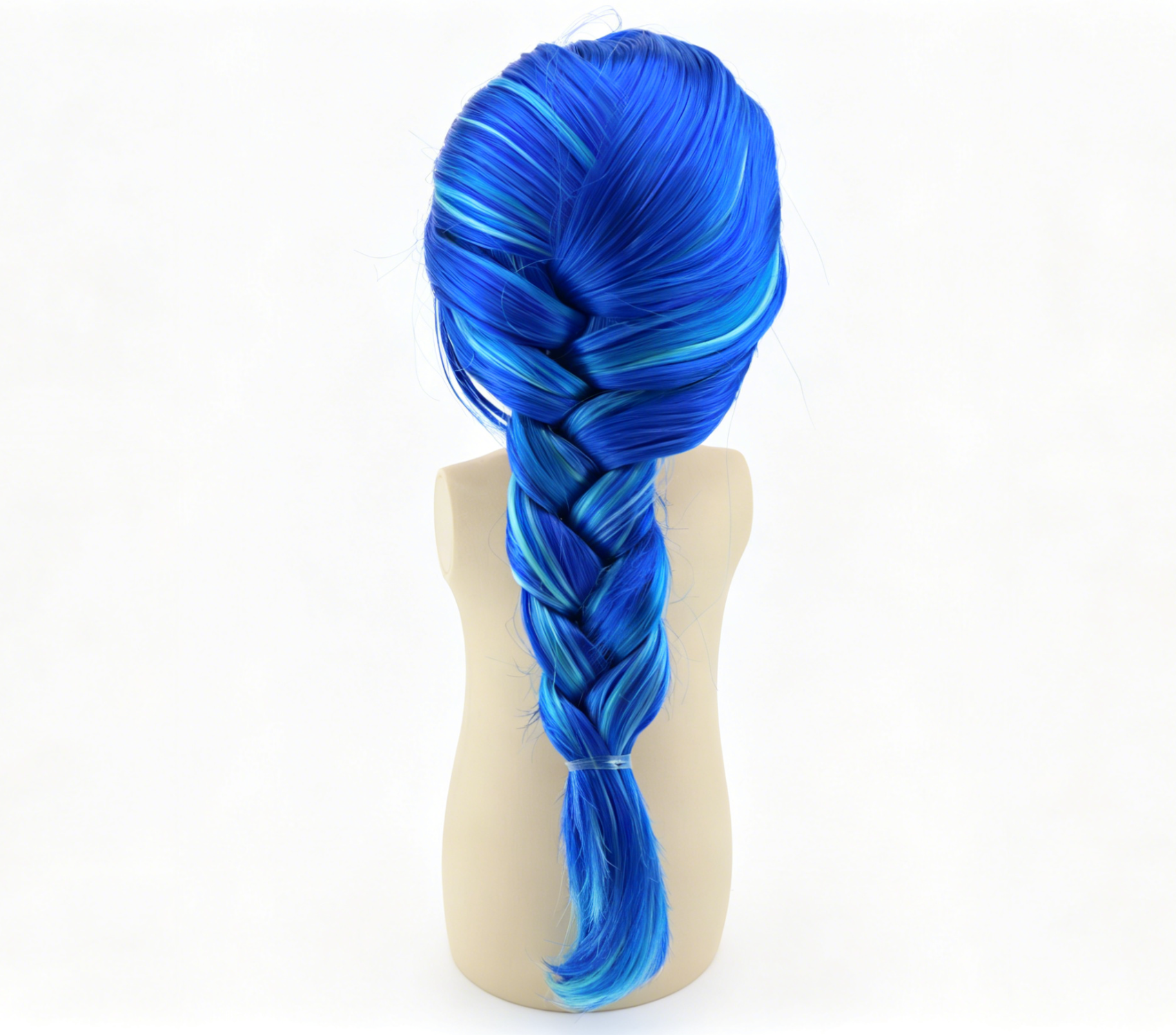 Bright Blue Light Blue Highlight Single Braid Wig For 18'' Fashion Girl Doll | Synthetic Doll Replacement Hair Accessory