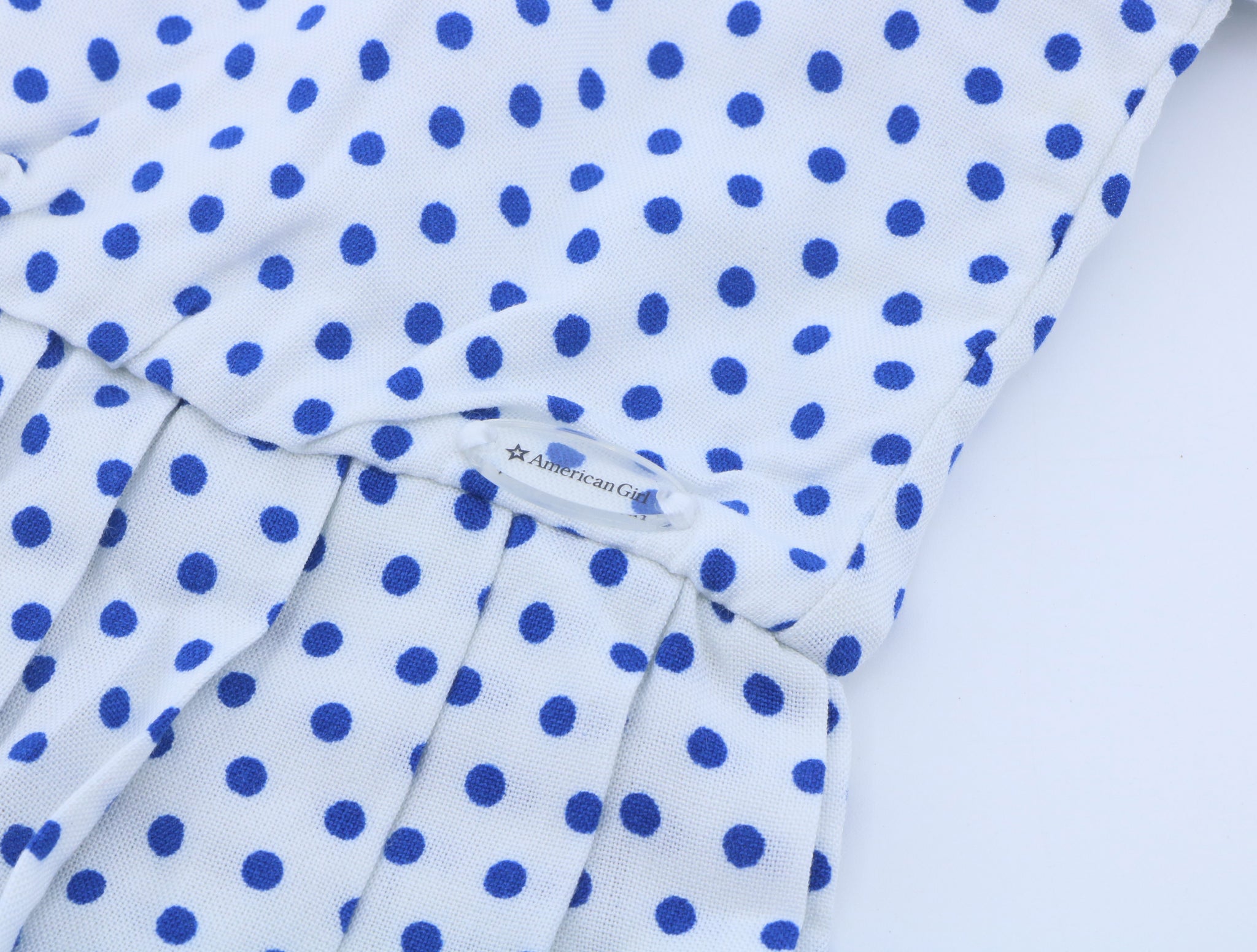 American Girl White & Blue Polka Dot Dress with Bow for 18'' Doll