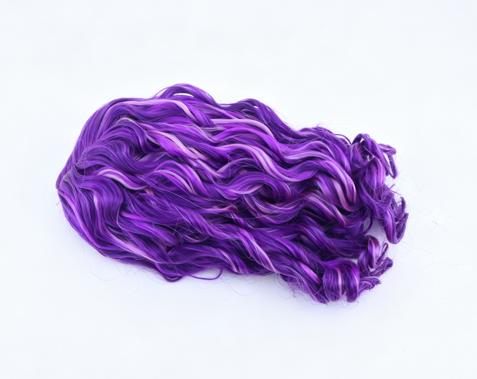 Purple Mix Pink Highlight Curly Mid Length Wig For 18'' Fashion Girl Doll | Synthetic Doll Replacement Hair Accessory