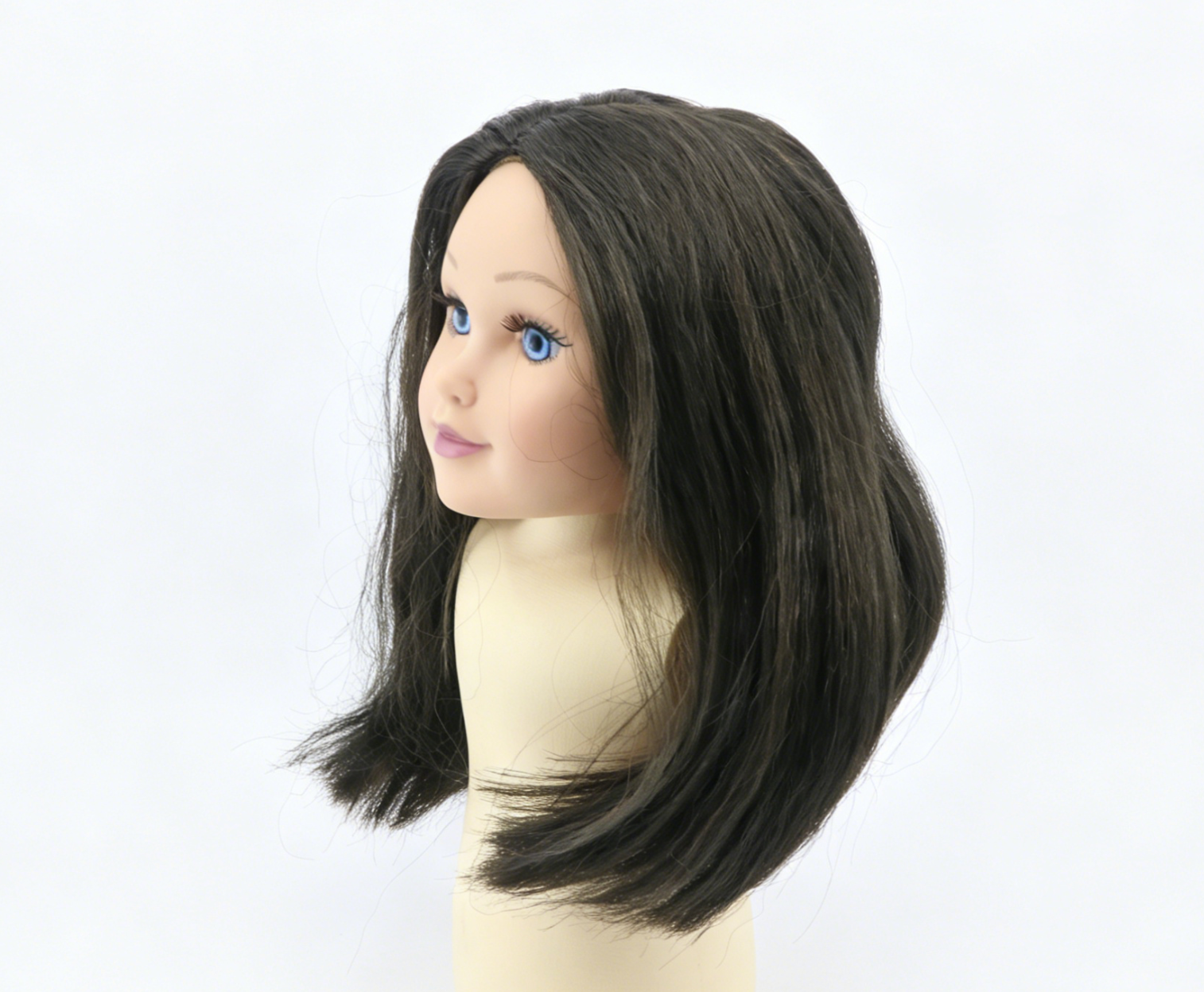 Dark Tea Brown Middle Part Shoulder Bob Wig For 18'' Fashion Girl Doll | Synthetic Doll Replacement Hair Accessory