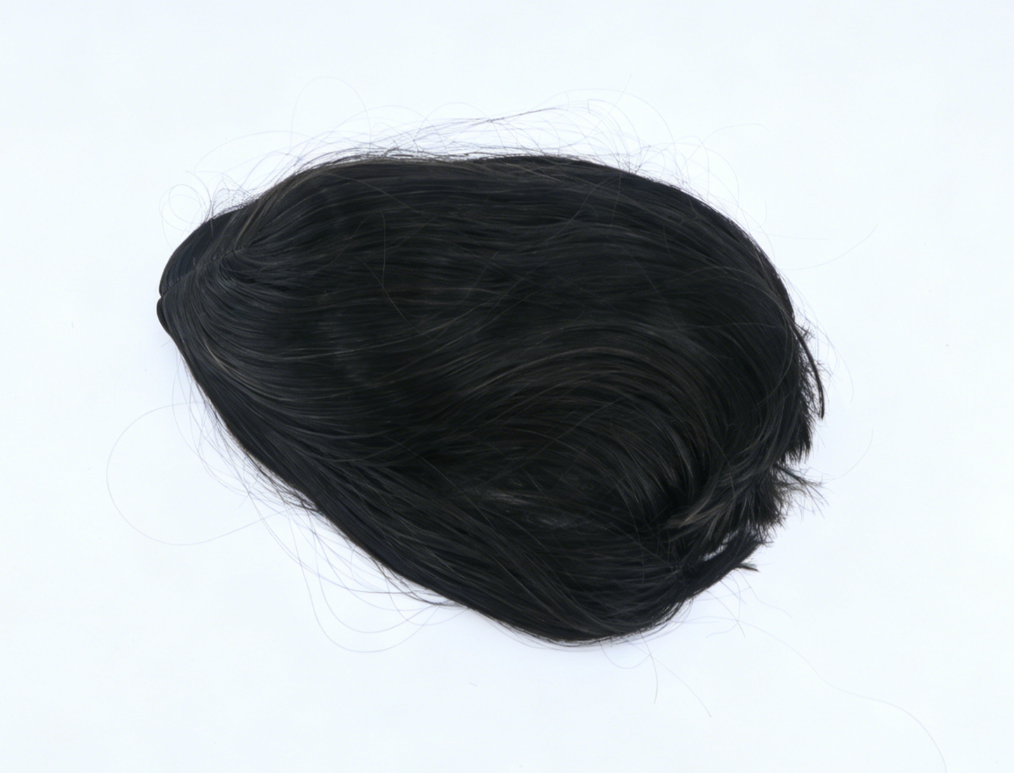Pure Black Middle Part Shoulder Bob Wig With 8cm Inner Cap For Fashion Girl Doll | Synthetic Doll Replacement Hair Accessory