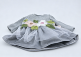 Angelina Gray Floral Embroidered Dress Set with Shoes for 18'' Doll