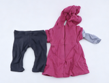 Pink Star Patch Hooded Layered Dress Outfit Set FOR 18'' DOLL | Doll Clothes With Dark Gray Leggings