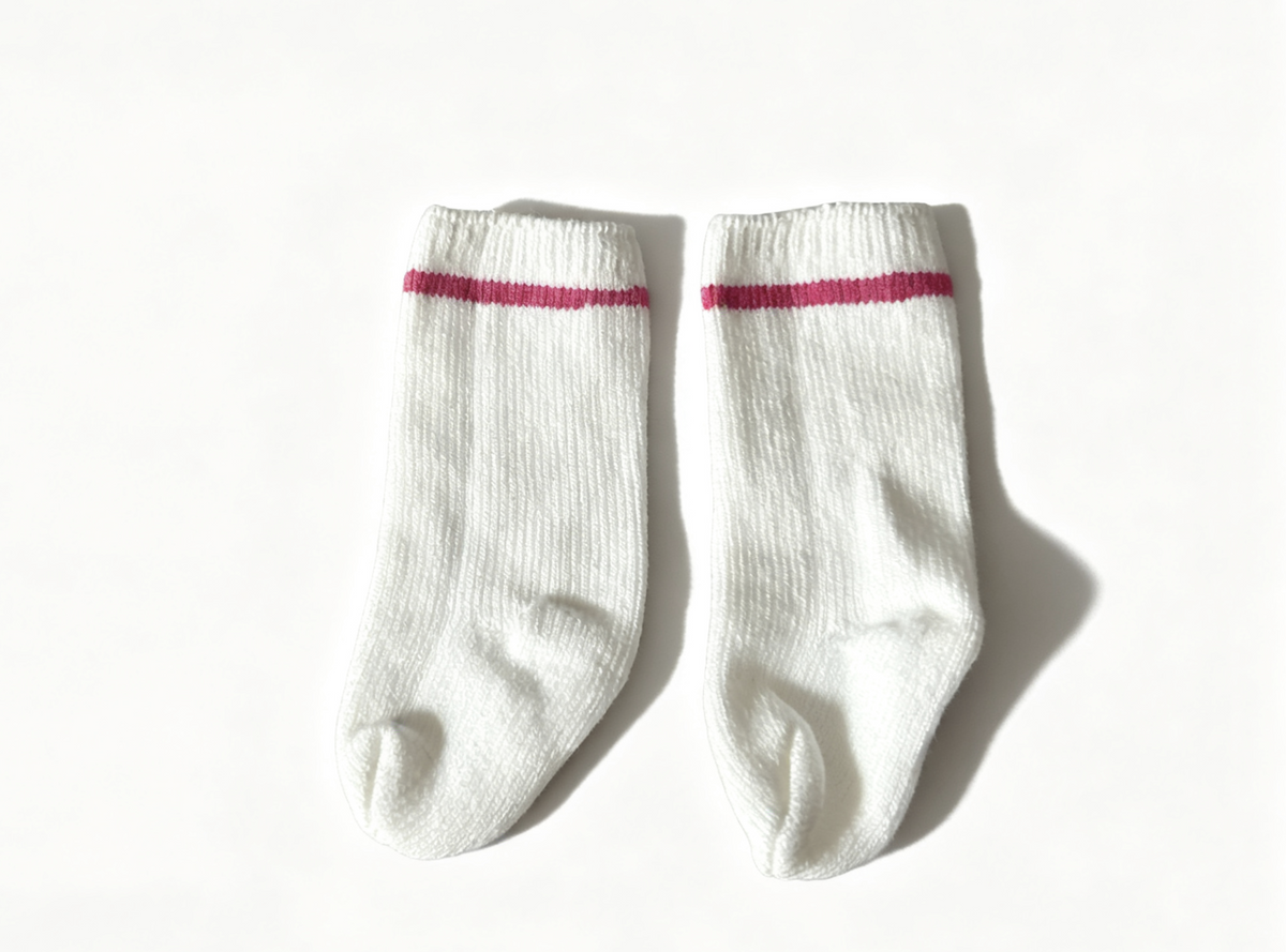 White Socks With Pink Stripe FOR 18'' DOLL Pretty Plaid Outfit