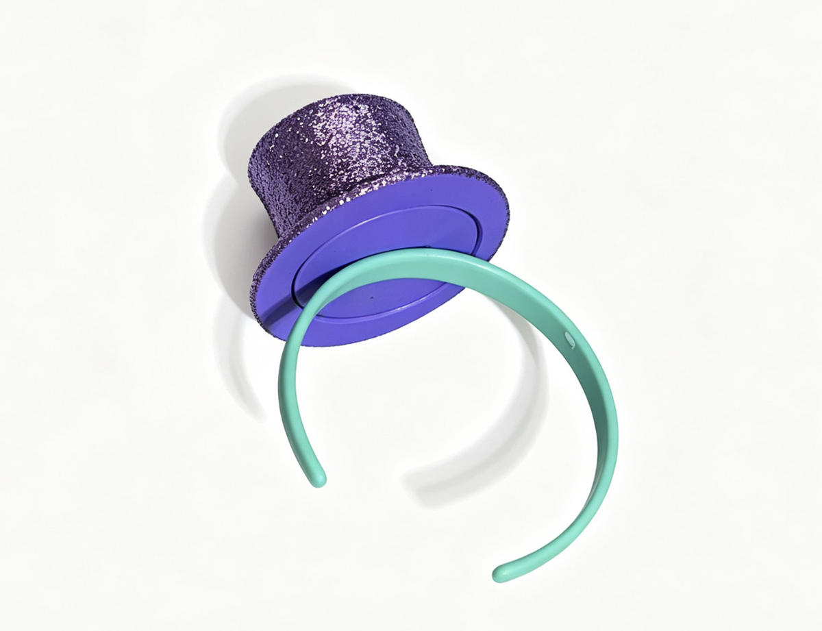 Purple Glitter Mini Top Hat Headband FOR 14.5'' DOLL