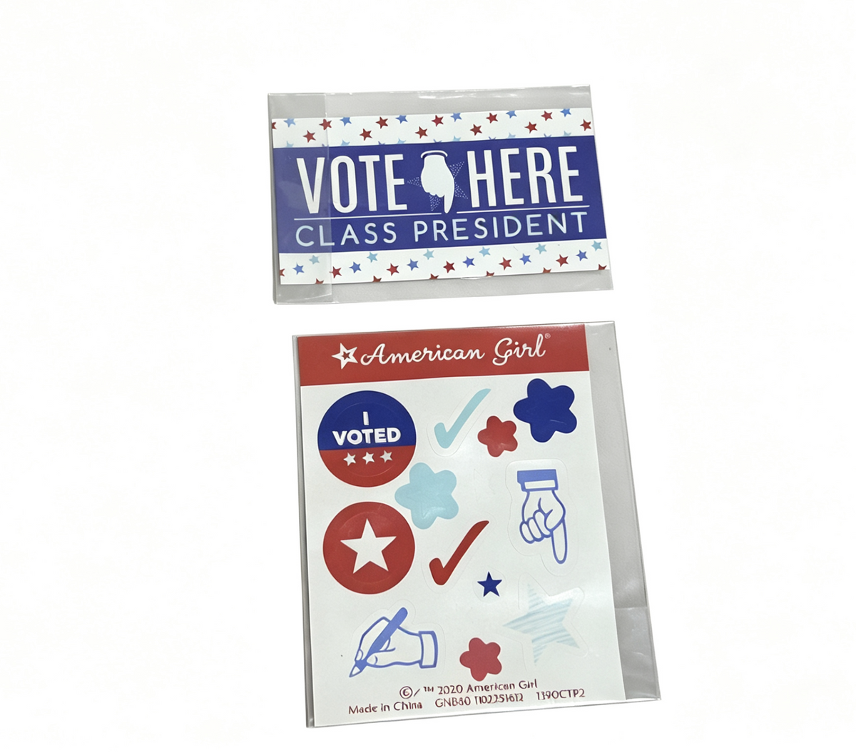 Vote Here Banner & Sticker Sheet FOR 18'' DOLL for Student Council Election Set