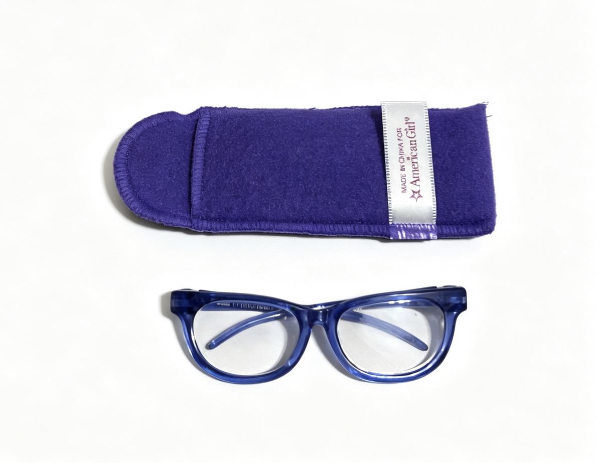 Blue Glasses With Purple Soft Eyeglass Case FOR 18'' DOLL