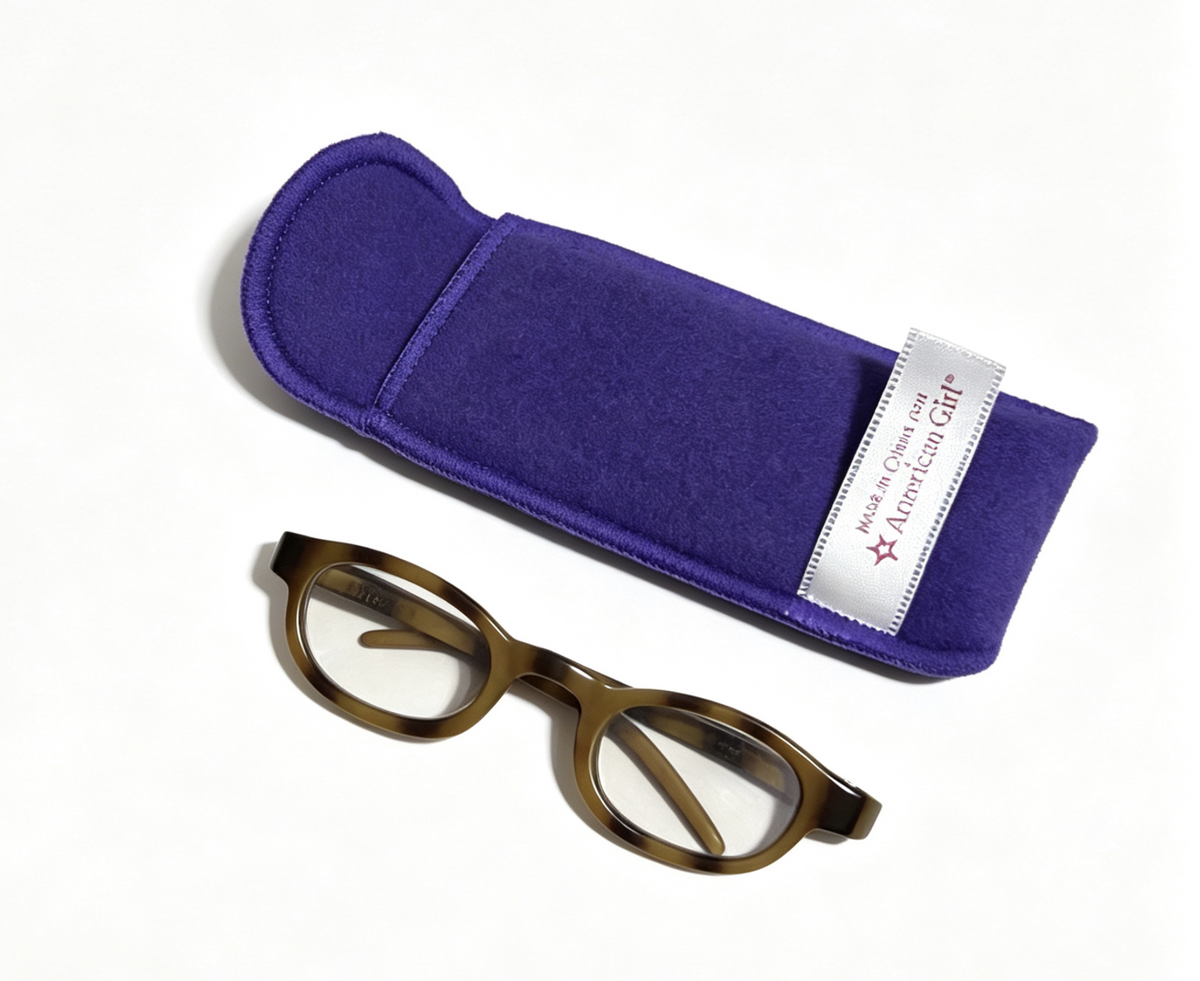 Tortoiseshell Glasses With Purple Soft Eyeglass Case FOR 18'' DOLL