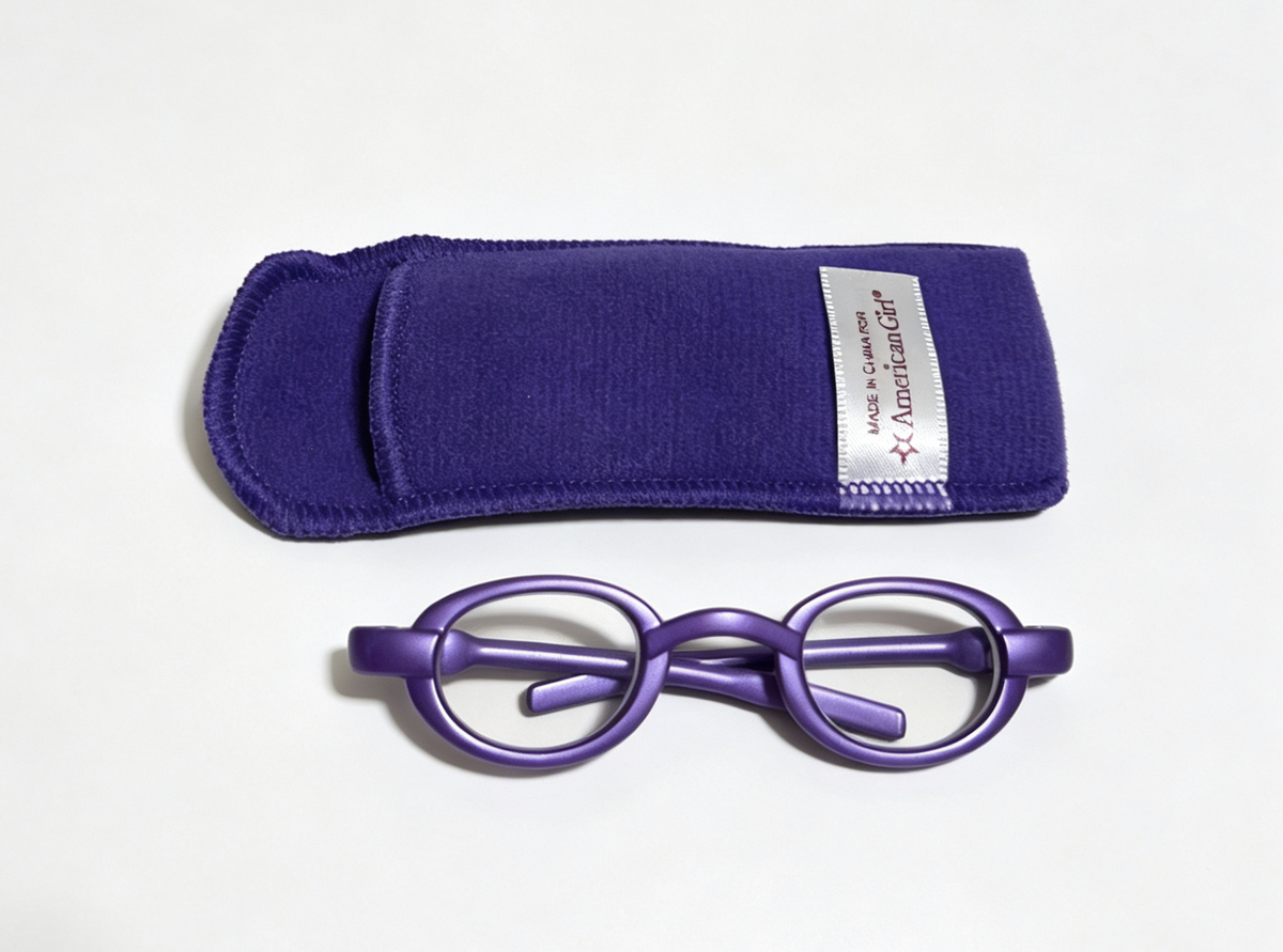 Purple Oval Glasses With Purple Soft Eyeglass Case FOR 18'' DOLL