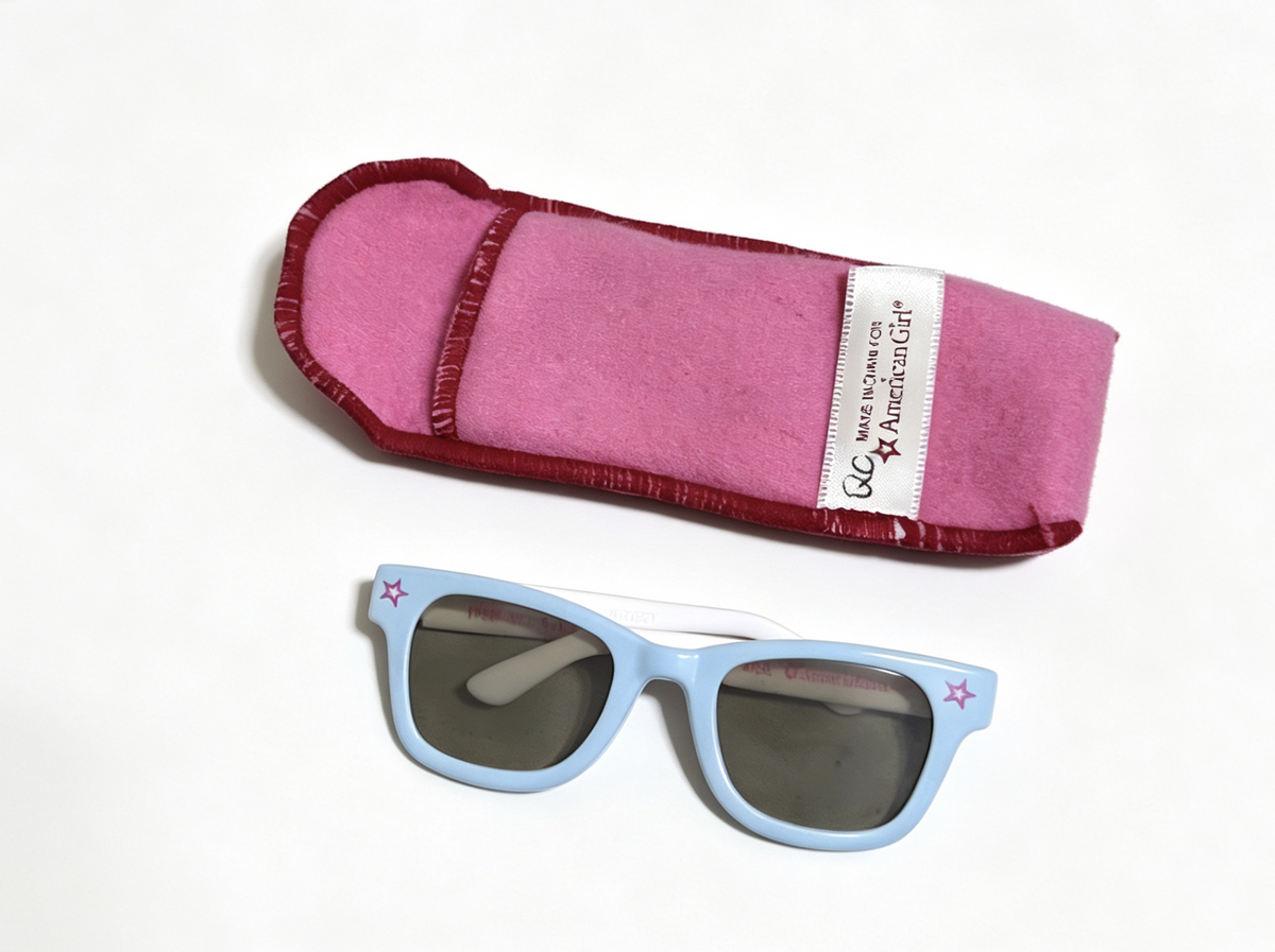 Light Blue Star Sunglasses With Pink Soft Glasses Case FOR 18'' DOLL
