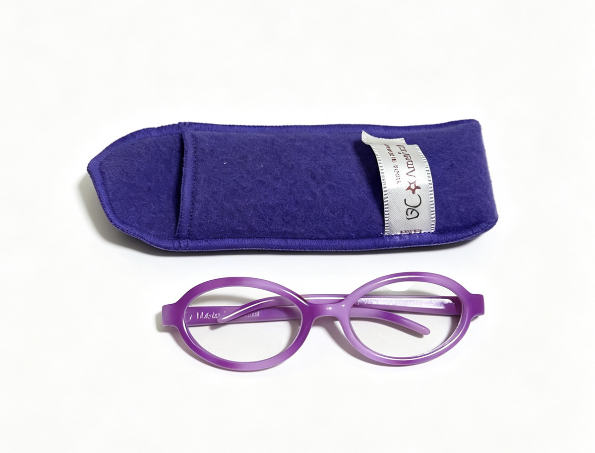 Light Purple Oval Glasses With Purple Soft Eyeglass Case FOR 18'' DOLL