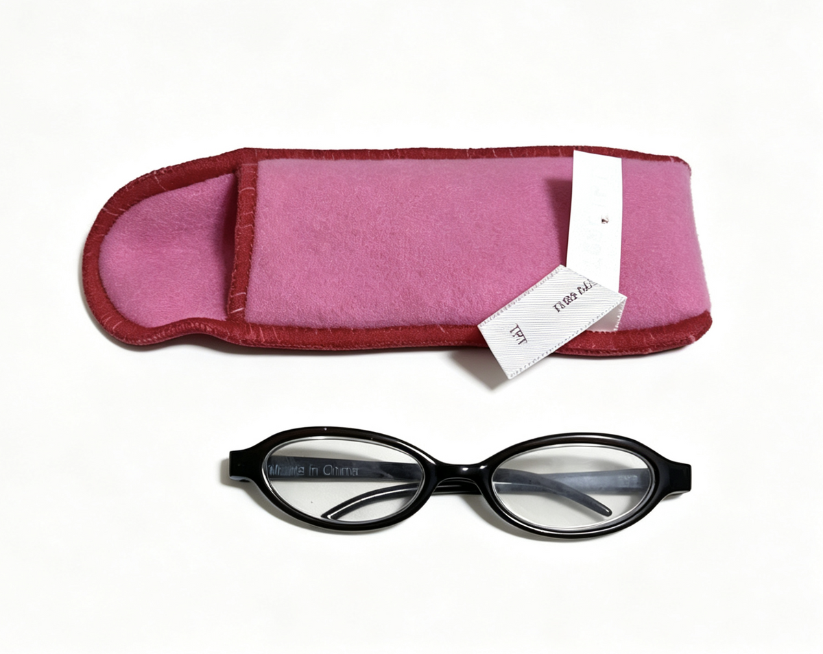 Black Oval Glasses With Pink Soft Eyeglass Case FOR 18'' DOLL