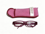 Dark Purple Rectangular Glasses With Pink Soft Eyeglass Case FOR 18'' DOLL