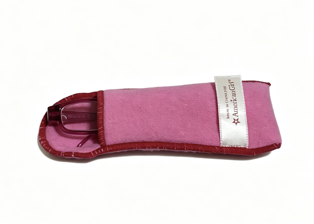 Dark Purple Rectangular Glasses With Pink Soft Eyeglass Case FOR 18'' DOLL