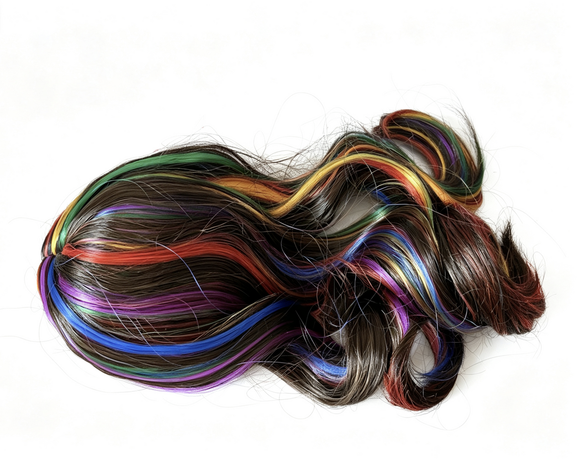 Rainbow Highlight Brown Wig FOR 18'' DOLL Curly Hair Replacement
