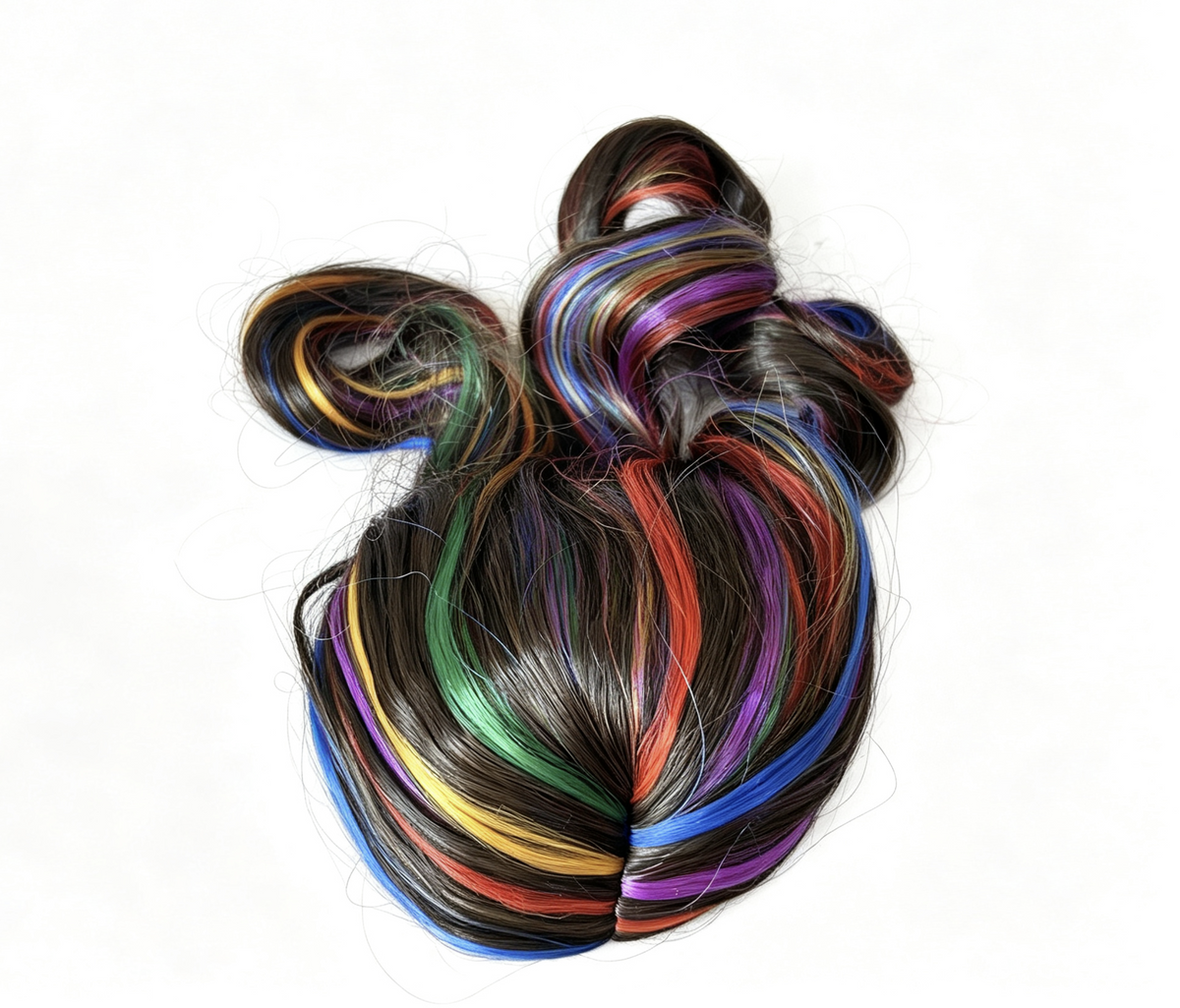 Rainbow Highlight Brown Wig FOR 18'' DOLL Curly Hair Replacement