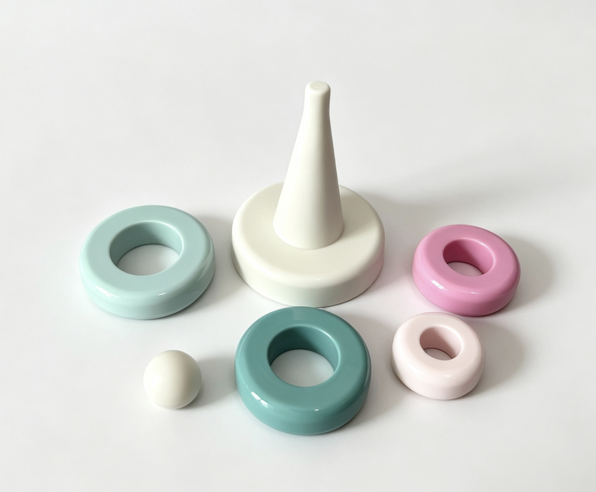 Multicolored ring-stacking toy for 7.75” Doll Little Baby Flower Romper & Play Set