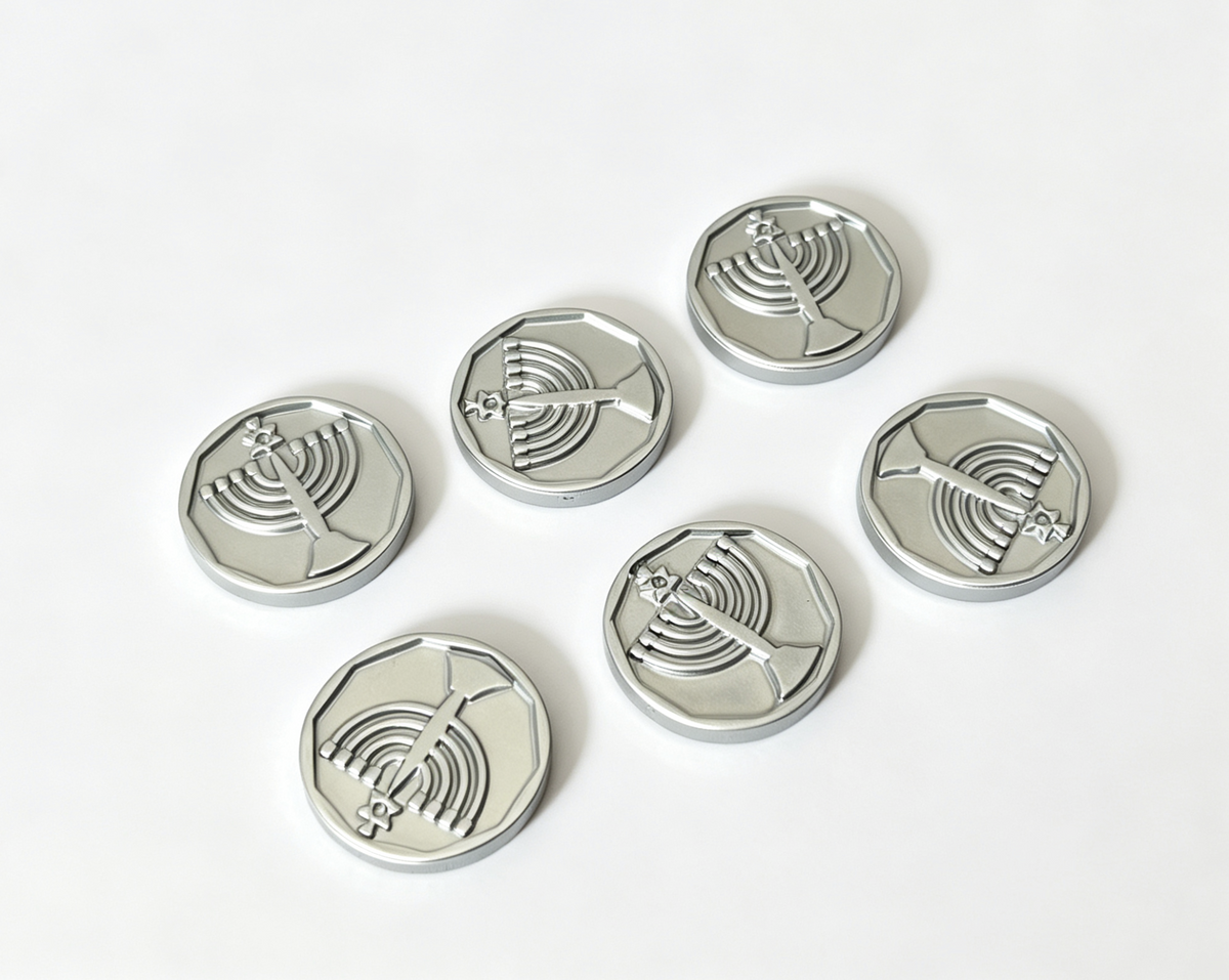 6 Silver Coins FOR 18'' Doll Hanukkah Gift set